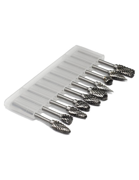 Juego de Fresas Rotativas YUFUTOL 10 Piezas Carburo Doble Corte 3mm