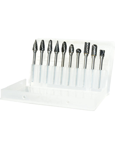 Juego de Fresas Rotativas YUFUTOL 10 Piezas Carburo Doble Corte 3mm