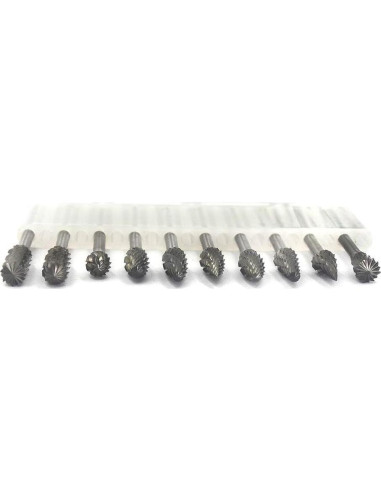 Juego de Fresas Rotativas YUFUTOL 10 Piezas Carburo Doble Corte 3mm
