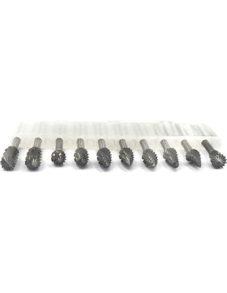 Juego de Fresas Rotativas YUFUTOL 10 Piezas Carburo Doble Corte 3mm