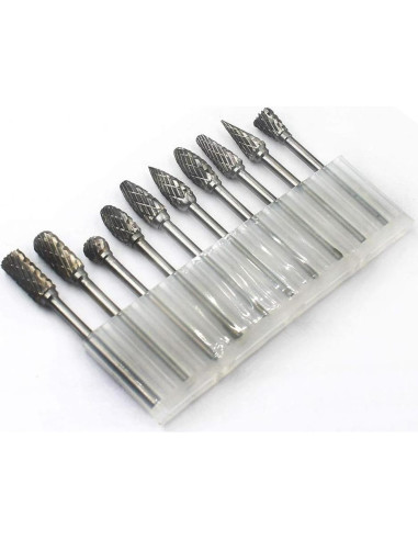 Juego de Fresas Rotativas YUFUTOL 10 Piezas Carburo Doble Corte 3mm