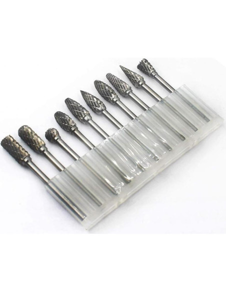 Juego de Fresas Rotativas YUFUTOL 10 Piezas Carburo Doble Corte 3mm