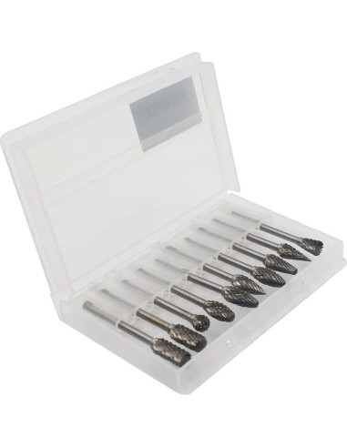 Juego de Fresas Rotativas YUFUTOL 10 Piezas Carburo Doble Corte 3mm