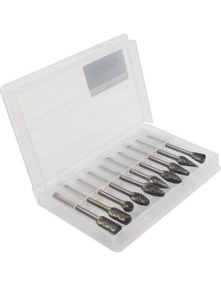 Juego de Fresas Rotativas YUFUTOL 10 Piezas Carburo Doble Corte 3mm