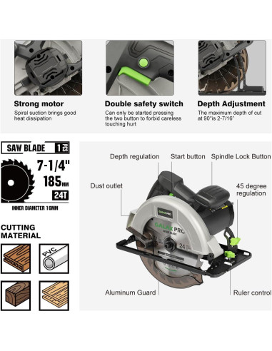 Sierra Circular GALAX PRO 11A 6000RPM 7-1/4" para Madera
