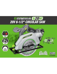 Sierra Circular Inalámbrica Genesis G20MAX 20V 165mm con Luz LED 2