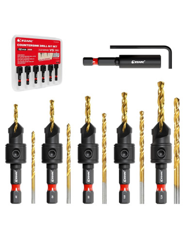 Juego de Brocas Avellanadoras EZARC 12 Piezas con Soporte