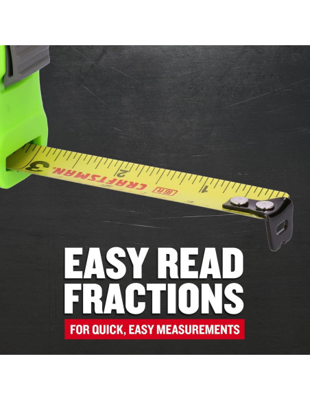 Cinta Métrica CRAFTSMAN 4.88 m Hi-Vis 2.0 con Agarre Ergonómico