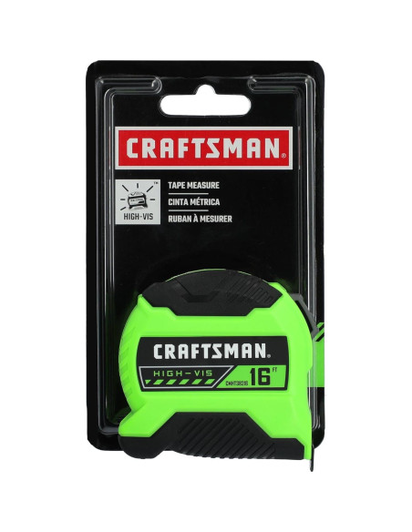 Cinta Métrica CRAFTSMAN 4.88 m Hi-Vis 2.0 con Agarre Ergonómico