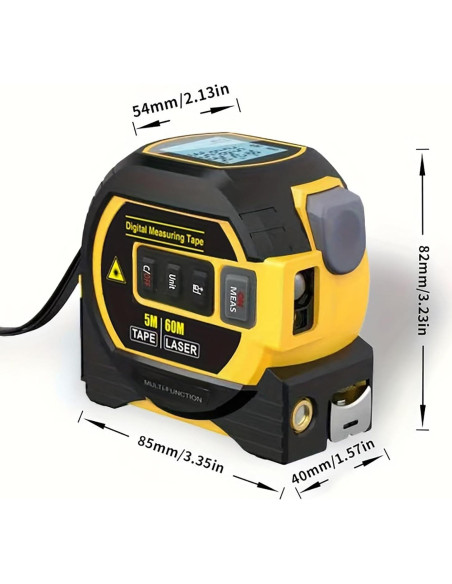Regla Medidora Láser 3-en-1 HeFSRi 60m y Cinta 4.88m