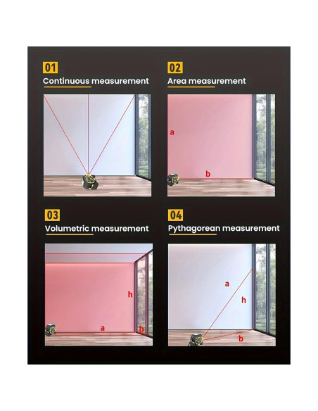 Regla Medidora Láser 3-en-1 HeFSRi 60m y Cinta 4.88m