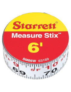 Cinta Métrica Adhesiva Starrett SM66W 1.83m Acero Blanca