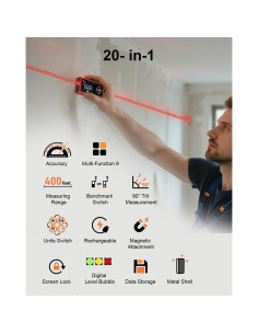 Medidor de Distancia Láser WELLRAY 121.92m Aluminio Recargable 2