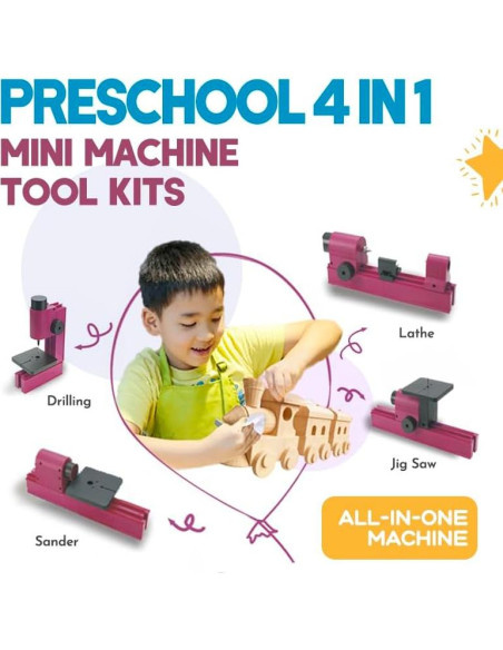 Kits de Herramientas de Carpintería 4 en 1 ZHRUI para Niños