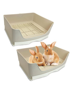 Caja de Arena para Conejos Kathson 2PCS 40.6x30cm Marrón
