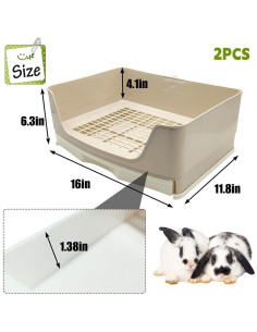 Caja de Arena para Conejos Kathson 2PCS 40.6x30cm Marrón 2