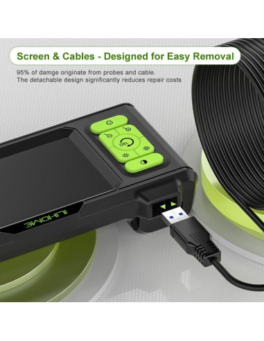 Borescopio Industrial ILIHOME Doble Lente 1080P 7.9mm IP67