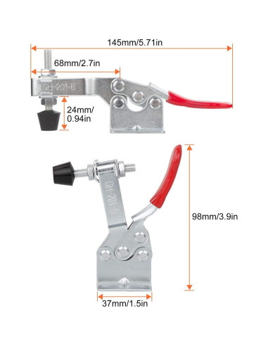 8 Abrazaderas de Palanca Manual HNBun 201B 220lbs Antideslizantes