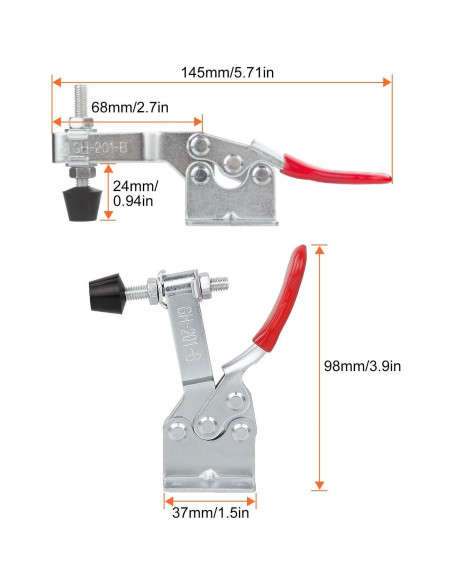 8 Abrazaderas de Palanca Manual HNBun 201B 220lbs Antideslizantes