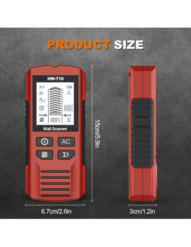 Buscador de Vigas 5-en-1 XMKJ Rojo Inferno - Detector de Pared