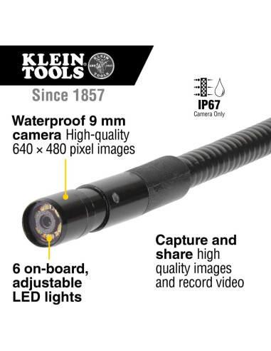 Cámara Borescope Klein Tools 9mm 3m USB + Juego de Enchufes
