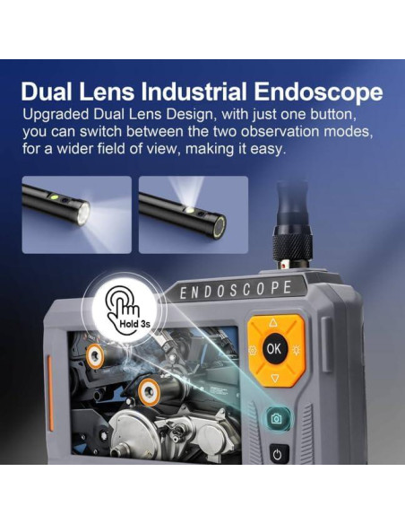Cámara Endoscópica Doble Lente GinoCaco 5'' HD IP67 7.9mm