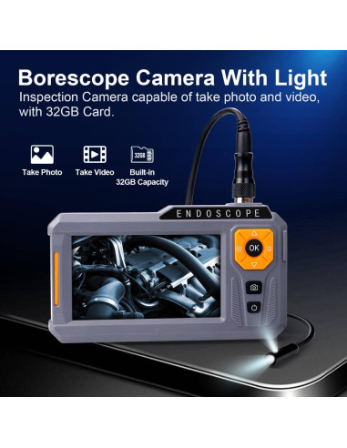 Cámara Endoscópica Doble Lente GinoCaco 5'' HD IP67 7.9mm