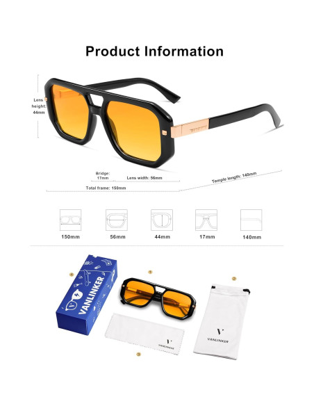 Gafas de sol aviador polarizadas Vanlinker VL9753 unisex