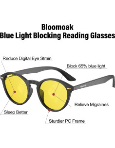 Gafas de lectura Bloomoak Strong con bloqueo luz azul 1x amarillas 2