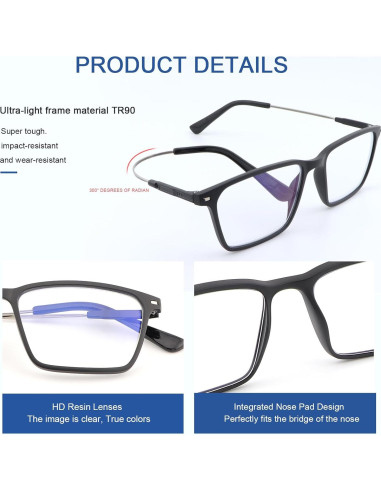 Gafas Fotoquímicas Anti Luz Azul Vepiant - Unisex, UV 100%