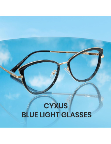 Gafas de Luz Azul Cyxus Cat Eye Metal UV Lentes Claros