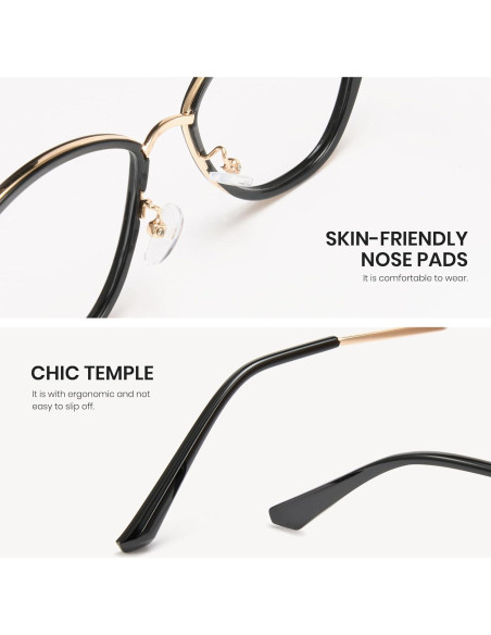 Gafas de Luz Azul Cyxus Cat Eye Metal UV Lentes Claros