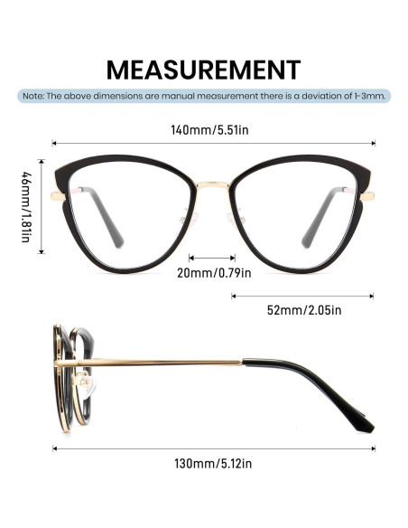 Gafas de Luz Azul Cyxus Cat Eye Metal UV Lentes Claros