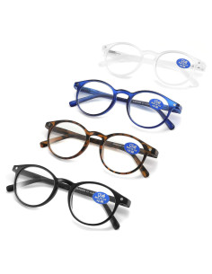Gafas de Lectura AIKLLY Unisex 4 Pares Luz Azul 3.5x
