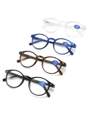 Gafas de Lectura AIKLLY Unisex 4 Pares Luz Azul 3.5x
