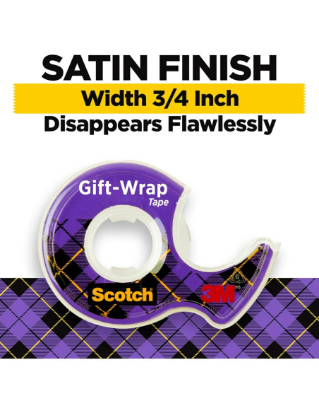Cinta de Envolver Regalos Scotch, Transparente, 6 Rollos de 1.9 cm x 165 m