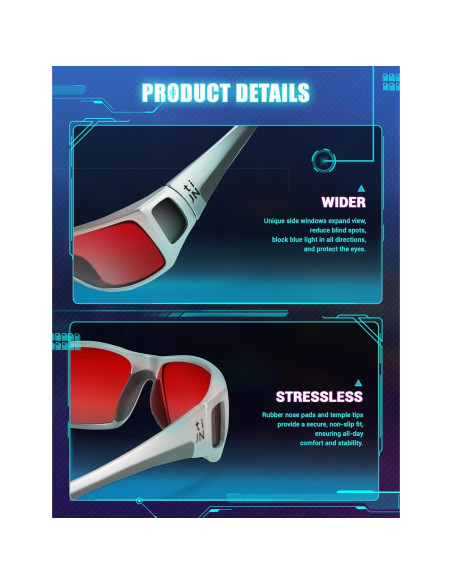 Gafas de Bloqueo de Luz Azul TIJN Lentes Rojos 99.9% Protección Gafas de Bloqueo de Luz Azul TIJN Lentes Rojos 99.9% Protección