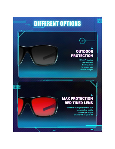 Gafas de Bloqueo de Luz Azul TIJN Lentes Rojos 99.9% Protección