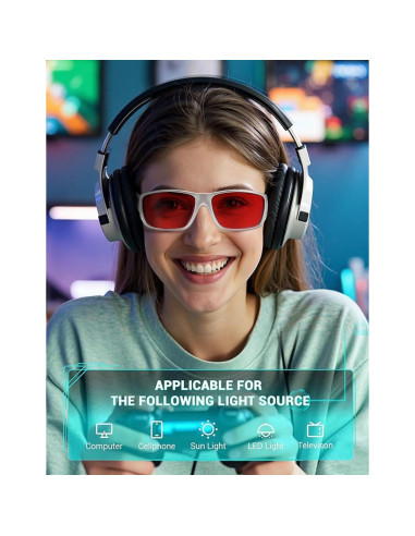 Gafas de Bloqueo de Luz Azul TIJN Lentes Rojos 99.9% Protección