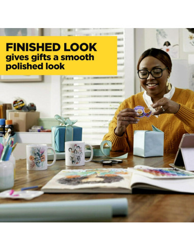 Cinta de Envolver Regalos Scotch, Transparente, 6 Rollos de 1.9 cm x 165 m