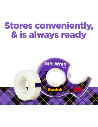 Cinta de Envolver Regalos Scotch, Transparente, 6 Rollos de 1.9 cm x 165 m
