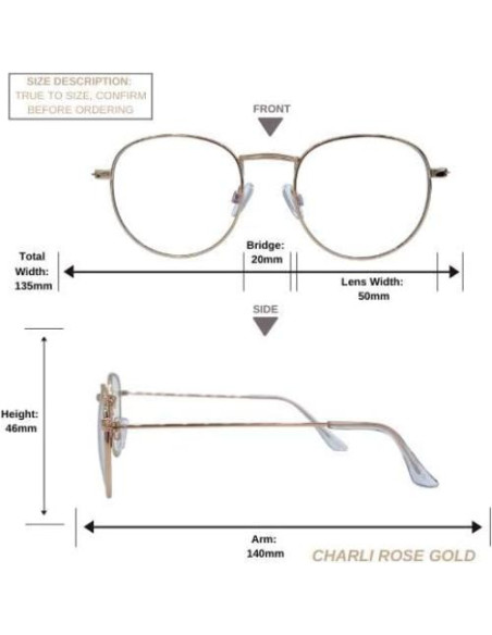 Gafas bloqueadoras luz azul Doce - Montura unisex oro rosa