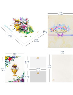Tarjeta Pop Up Bautismo Niños CNLITIHEKA 3D con Sobre 2