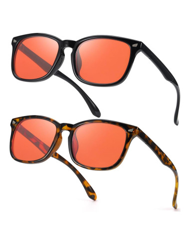 Gafas de Bloqueo de Luz Azul SODQW Aviador Unisex Naranja