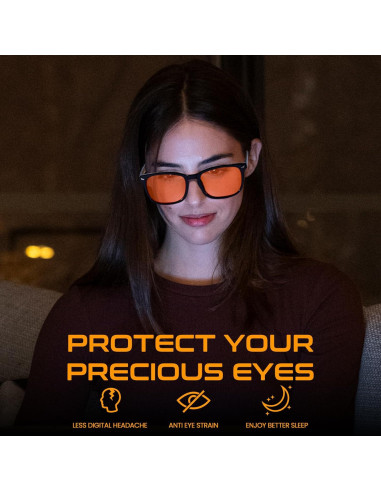 Gafas de Bloqueo de Luz Azul SODQW Aviador Unisex Naranja