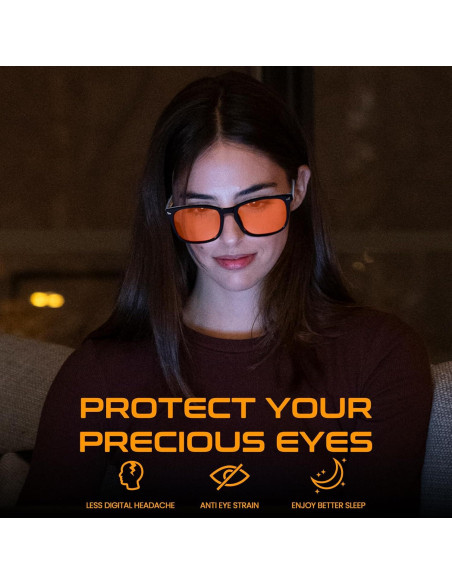 Gafas de Bloqueo de Luz Azul SODQW Aviador Unisex Naranja