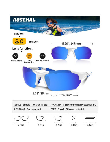 Gafas de sol deportivas polarizadas Rosemal 7052 UV400 TR90
