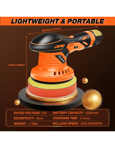 Pulidor a Batería Saker 12V 2000mAh 6" Portátil para Coche Pulidor a Batería Saker 12V 2000mAh 6" Portátil para Coche