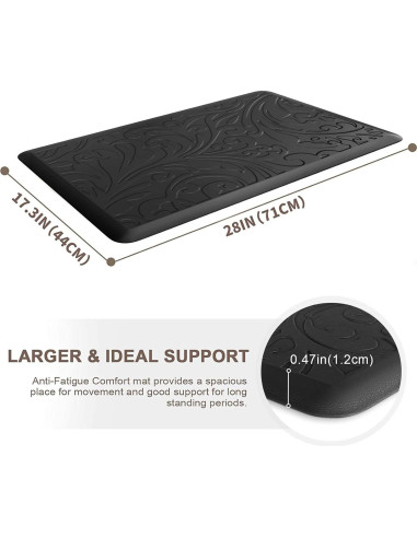 Alfombra Antifatiga KMAT 46x71 cm Impermeable Antideslizante Negra