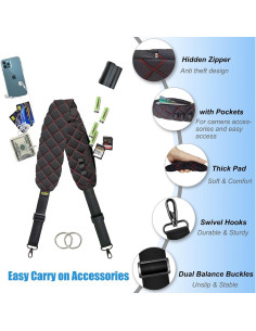 Correa de cámara LONPAI ajustable con acolchado y bolsillos 2